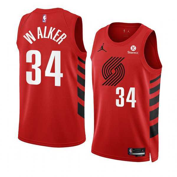 Men%27s Portland Trail Blazers #34 Jabari Walker 2022-23 Red Statement Edition Swingman Stitched Basketball Jersey Dzhi